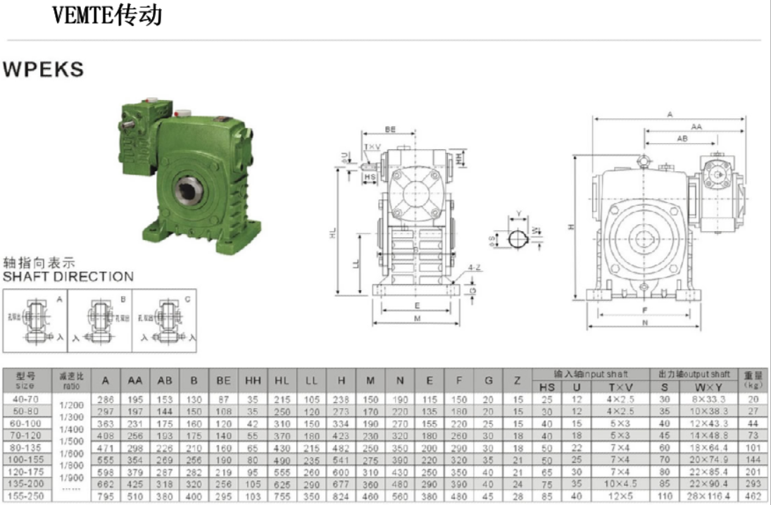WPEKS減速機安裝尺寸圖紙
