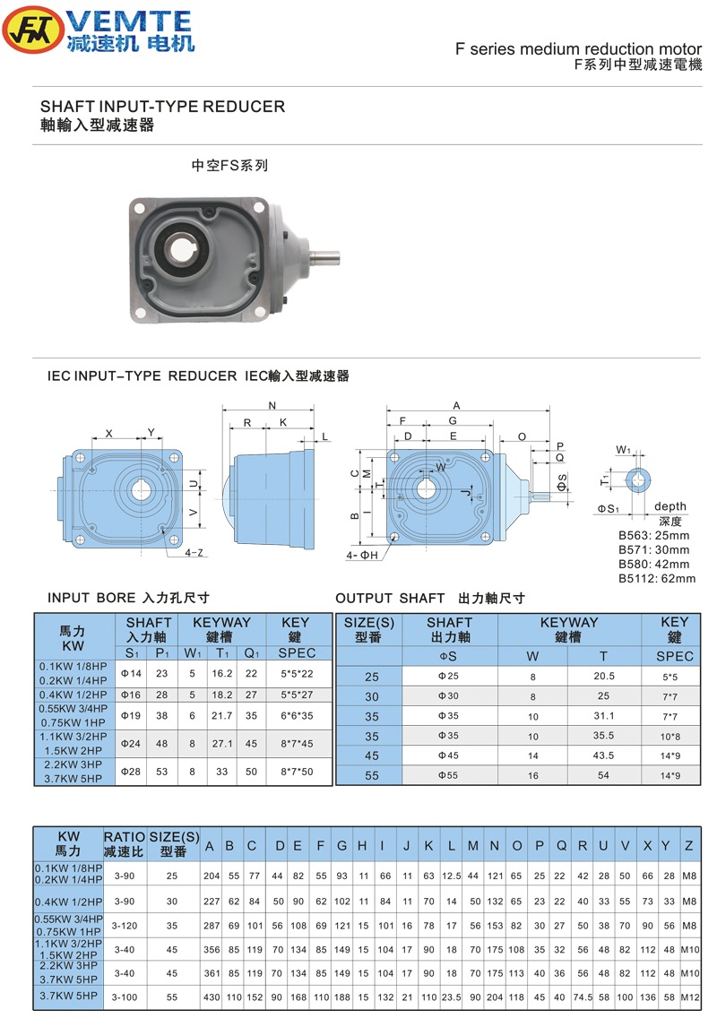 縮框型軸入孔出通用款 0.1-3.7KW