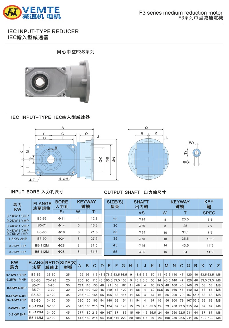 標(biāo)準(zhǔn)型法蘭入孔出通用款0.1-3.7KW