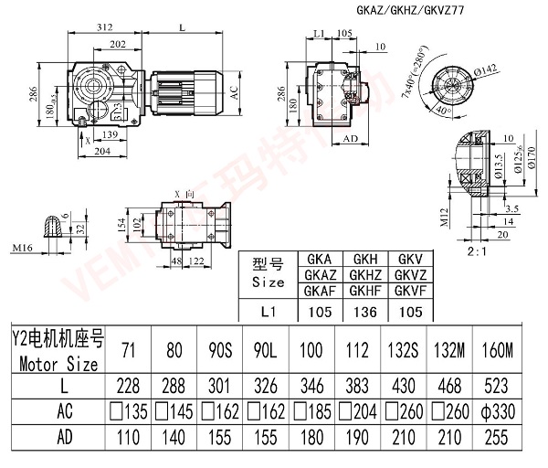 KAZ KHZ KVZ77減速機尺寸圖